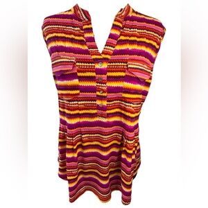 Cocomo petites ladies colorful sleeveless pullover top size medium poly Stretch